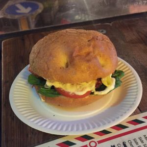 Just Veg Cheese Burger at Just FaB - Food Bus in East London