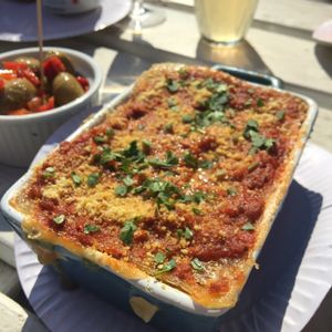 red lasagna  at Just FaB - Food Bus in East London
