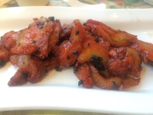 One of the yummy dishes we had. at Joyous Vegetarian in Kowloon