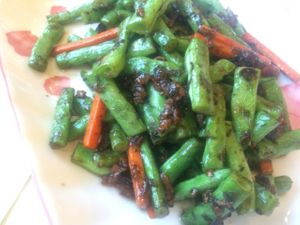 All-time favourite: string beans. at Joyous Vegetarian in Kowloon