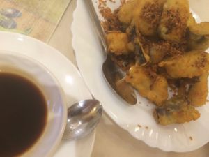 fried aubergine at Joyous Vegetarian in Kowloon
