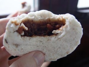 Vegan BBQ Buns Dim Sum takeout. at Joyous Vegetarian in Kowloon