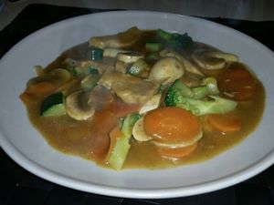 curry dish at Vegesana & One Ramen in Barcelona