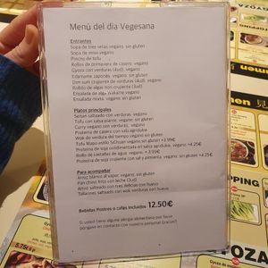Menú Vegesana at Vegesana & One Ramen in Barcelona