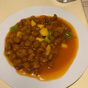 Proteína de casero con salsa agridulce at Vegesana & One Ramen in Barcelona