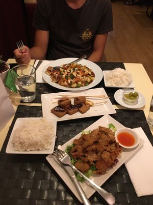 I love that crispy ";chicken";!   at Vegesana & One Ramen in Barcelona