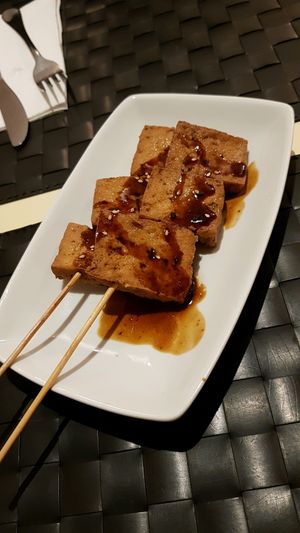 brocheta de tofu   at Vegesana & One Ramen in Barcelona