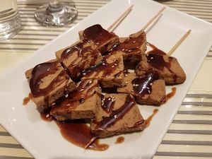 tofu brochettes at Vegesana & One Ramen in Barcelona