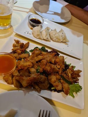 Salt and pepper soy protein / gyosas  at Vegesana & One Ramen in Barcelona