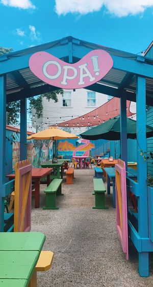 outdoor seating   at Dat Dog - Magazine St in New Orleans