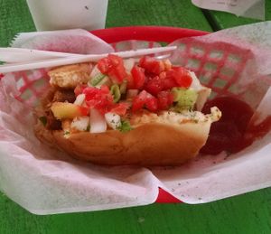 vegan hot dog at Dat Dog - Magazine St in New Orleans