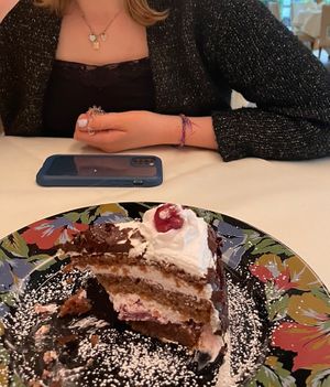 Black Forest cake (a few bites in)  at Landhaus Beckmann in Kalkar