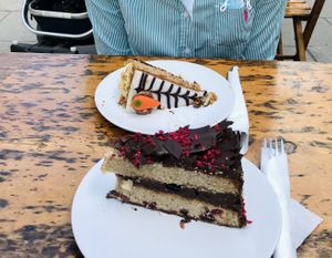 2 US sized vegan cake slices 😍  at Chocolate House - Herbes in Luxembourg City