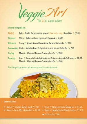 New menu and opening hours - April 2015 at VeggieArt in Heidelberg