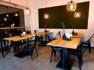 New seating area at Fleischfrei in Dusseldorf