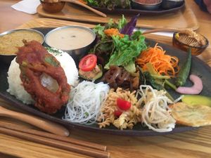 Curry plate (vegan) at Dechibica in Yomitan