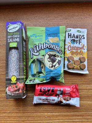 Some vegan items we bought   at Vegasme in Brussels