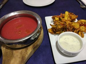 The beetroot gazpacho was amazing   at La Juderia in Segovia