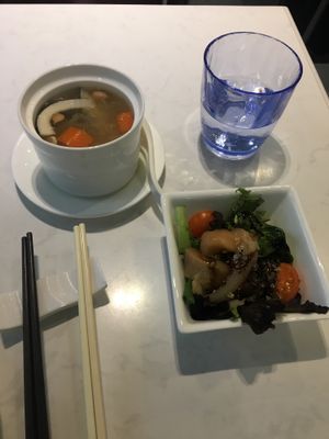 Beetroot Soup and appetiser at Leisurely Veggie - Causeway Bay  in Hong Kong Island