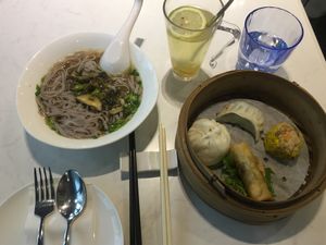 Set meal: noodles and dim sum set with hot lemon at Leisurely Veggie - Causeway Bay  in Hong Kong Island