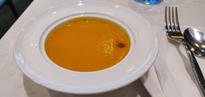 cauliflower, carrot and ginger soup at Leisurely Veggie - Causeway Bay  in Hong Kong Island