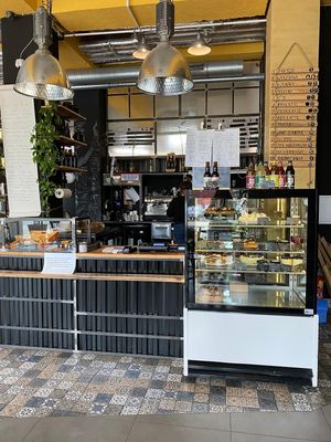 counter (sweets in the fridge on the left) at Wegarnik in Zielona Gora