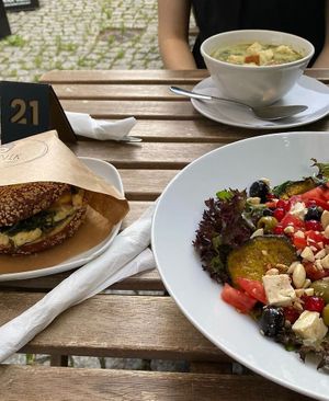 day and soup of the day and a bagel at Wegarnik in Zielona Gora