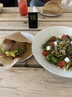 Bagel and salad of the day at Wegarnik in Zielona Gora