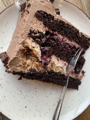 Amazing chocolate cake with cassis  at Wegarnik in Zielona Gora