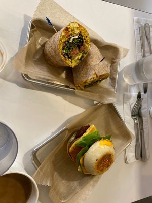 Yum! burrito and the supreme and chai! I can’t believe I’m and finding out about this location 2 years later based on review dates.  Thank you, happy cow!  at The Lunch Room Bakery & Cafe in Ann Arbor