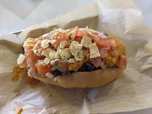 Nacho dog at The Lunch Room Bakery & Cafe in Ann Arbor