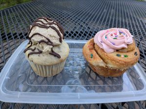 Cookie explosion cupcake & Sugar cookie cruffin at The Lunch Room Bakery & Cafe in Ann Arbor