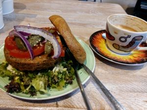 'Dutch Weedburger' bagel at Bagels & Beans - Spui in The Hague