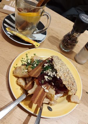 Vegan christmas bagel😋 at Bagels & Beans - Spui in The Hague