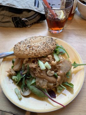 Vegan Bali with everything bagell  at Bagels & Beans - Spui in The Hague