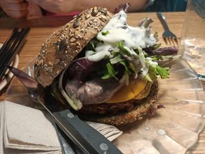 Hamburguesa La Nueva at La Camelia Vegan Bar in Bilbao