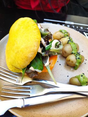 Pita con patatas at La Camelia Vegan Bar in Bilbao
