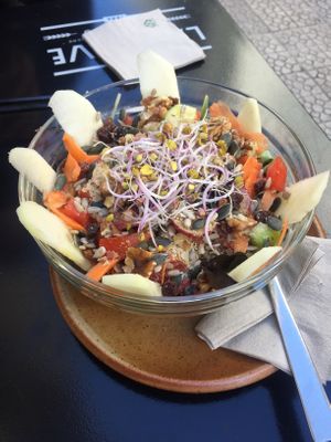 Salad complet with tahini, nooch, walnuts .... at La Camelia Vegan Bar in Bilbao