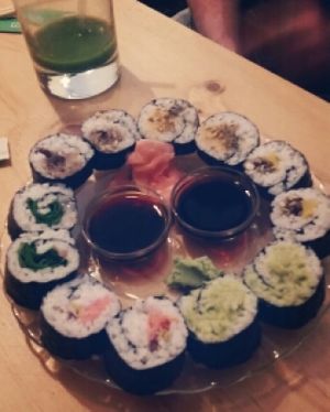 Sushi platter at La Camelia Vegan Bar in Bilbao