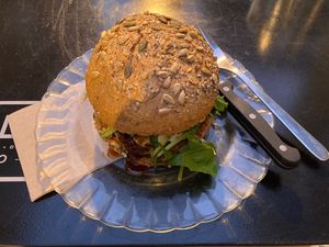 Burger  at La Camelia Vegan Bar in Bilbao