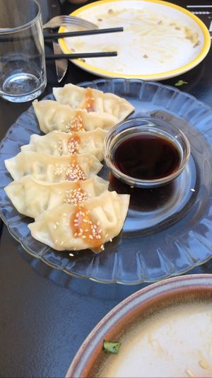 gyozas de veduras  at La Camelia Vegan Bar in Bilbao