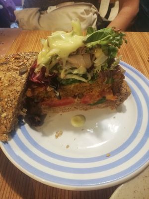 Burger at La Camelia Vegan Bar in Bilbao