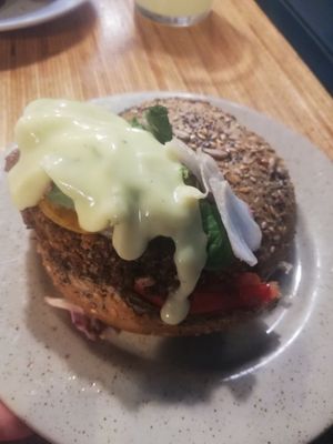 Burger at La Camelia Vegan Bar in Bilbao