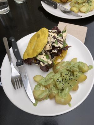 tofu pita with cooked potatos  at La Camelia Vegan Bar in Bilbao