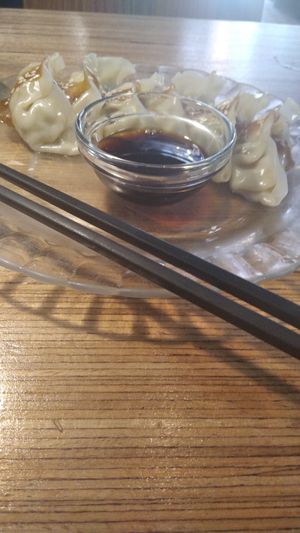 Las gyozas están de vicio at La Camelia Vegan Bar in Bilbao