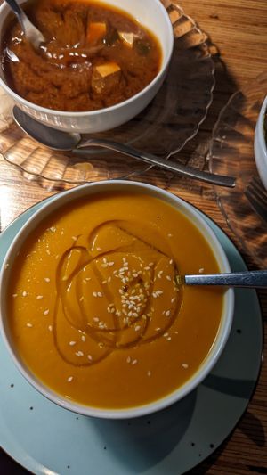 Pumpkin cream at La Camelia Vegan Bar in Bilbao