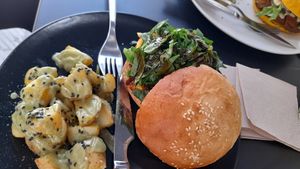 Burguer at La Camelia Vegan Bar in Bilbao