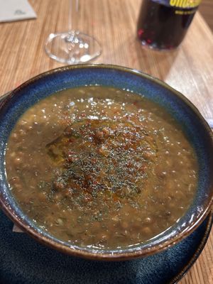 Lentil soup   at La Camelia Vegan Bar in Bilbao