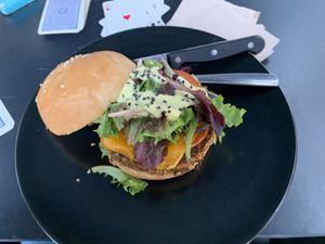 Vegan burger sauce was very tastyy #Veganuary at La Camelia Vegan Bar in Bilbao