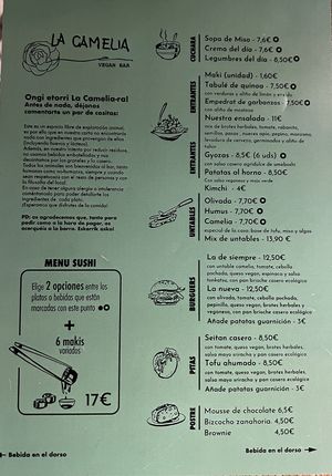 Menu   at La Camelia Vegan Bar in Bilbao